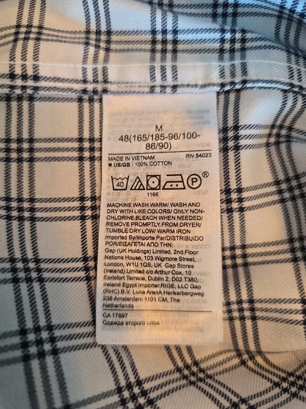 Banana Republic - Non-Iron Slim Fit Dress Shirt - M - White Navy Plaid